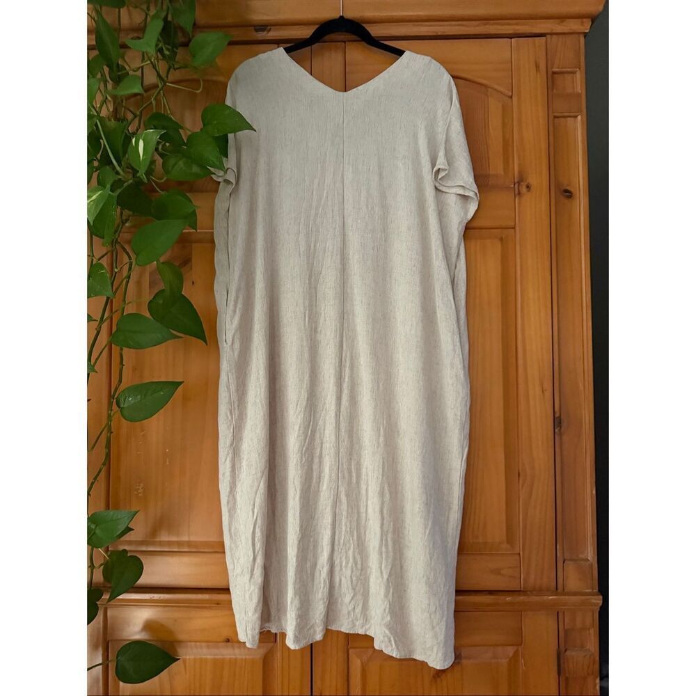 P Cill Linen Blend Beige Shift Dress Oversized Minimalist Small - Picture 6 of 12